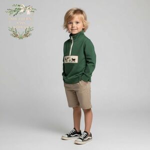 Southern Sass Smocks Green Kids Pullover- Dog